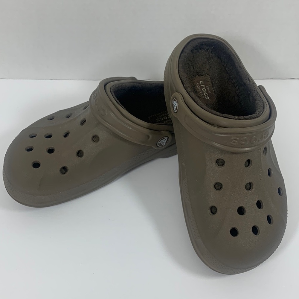 Crocs Brown Comfort Casual Rubber Insulated Clog Shoes 203766 Sz M 5 W 7